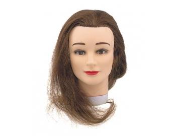 Cvičná hlava Sibel Aline s prírodnými vlasmi - hnedé 40 cm