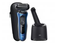 Plan�etov� holiaci stroj�ek s nab�jacou a �istiacou stanicou Braun Series 6 61-B7500cc - modr�