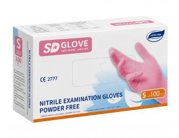 Nitrilov� rukavice SD Glove Nitrile Examination Gloves - 100 ks, ru�ov�, ve�kos� S