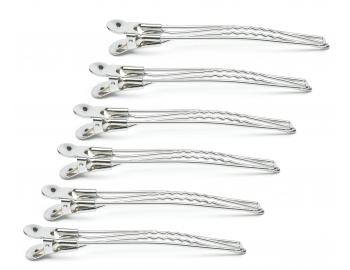 Chr�mov� spony do vlasov Eurostil Professional - 11,7 cm, strieborn�, 6 ks