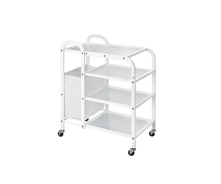 Kozmetick vozk s ltkovm koom, 4 police Weelko Mobile, biely