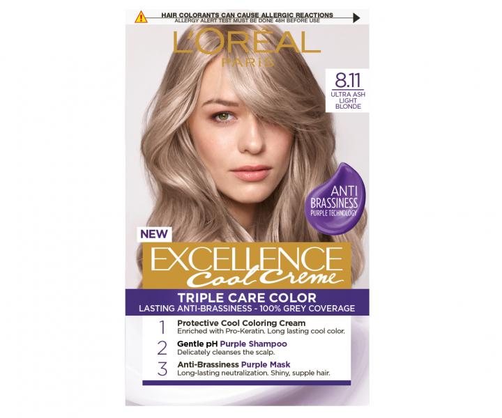 Permanentn farba Loral Excellence Cool Creme 8.11 ultra popolav svetl blond