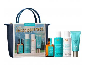 Cestovn� sada na uhladenie krepat�ch vlasov Moroccanoil Greetings From Frizz Control + kr�m na ruky a ta�ti�ka zadarmo