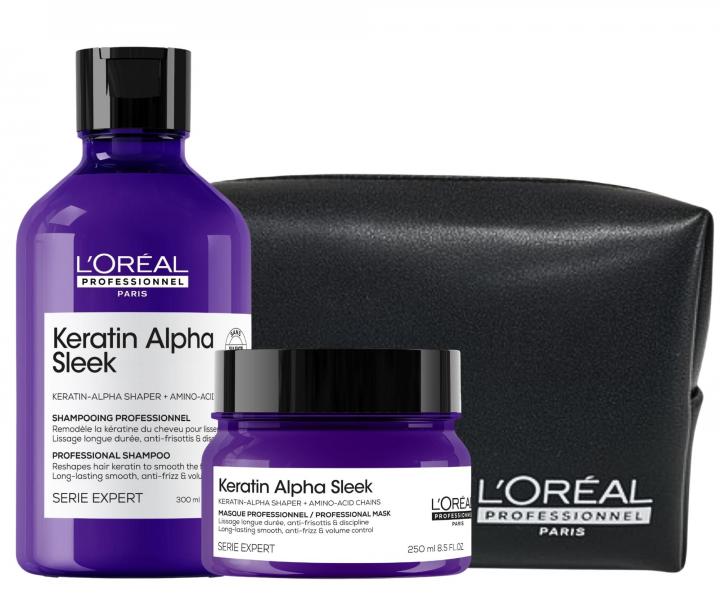 Sada pre dlhodob� uhladenie krepat�ch vlasov Lor�al Professionnel Serie Expert Keratin Alpha Sleek + ta�ti�ka zadarmo