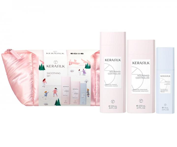 Dar�ekov� sada na vyhladenie nepoddajn�ch a krepat�ch vlasov Kerasilk Smoothing Set + kozmetick� ta�ti�ka zadarmo