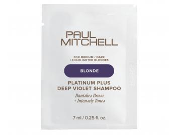 Intenz�vny neutraliza�n� �amp�n pre blond a mel�rovan� vlasy Paul Mitchell Blonde Platinum Plus Deep Violet Shampoo - 7 ml
