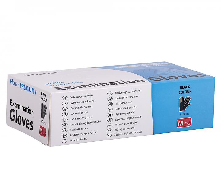 Jednorazov� nitrilov� rukavice Batist Flower Premium+ M - 100 ks, �ierne
