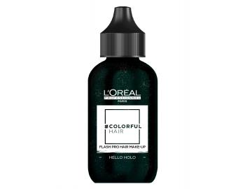 Jednodňový make-up na vlasy Loréal Colorful Hair Flash - 60 ml, Hello Holo - zelené trblietky