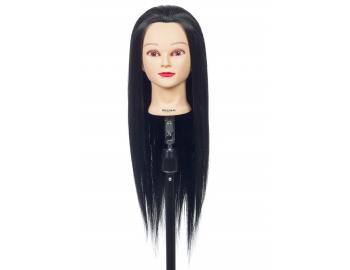 Cvičná hlava dámska s umelými vlasmi JESSY, Original Best Buy - čierne 50 - 60 cm
