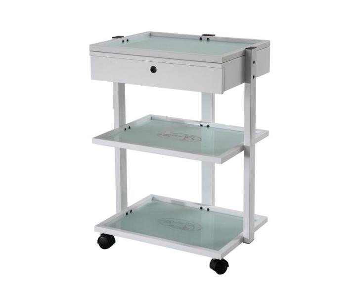 Kozmetick stolk na kolieskach Silverfox 1040A - 2 police, biely