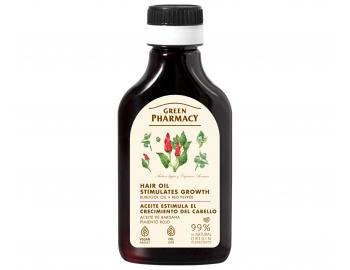 Olej na podporu rastu vlasov s lop�chov�m olejom a �ervenou papri�kou Green Pharmacy Stimulates Hair Growth Oil - 100 ml
