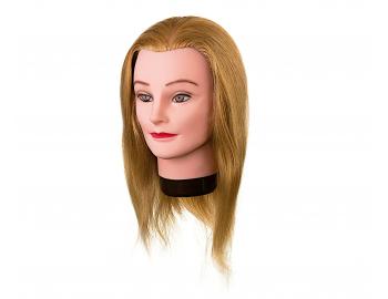 Cvičná hlava s prírodnými vlasmi Eurostil Profesional - veľmi svetlá blond, 35-40 cm