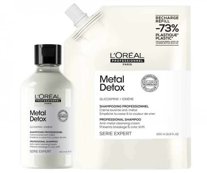 �amp�n pre farben� a po�koden� vlasy Lor�al Professionnel Serie Expert Metal Detox - 300 ml + n�hradn� n�pl� - 500 ml