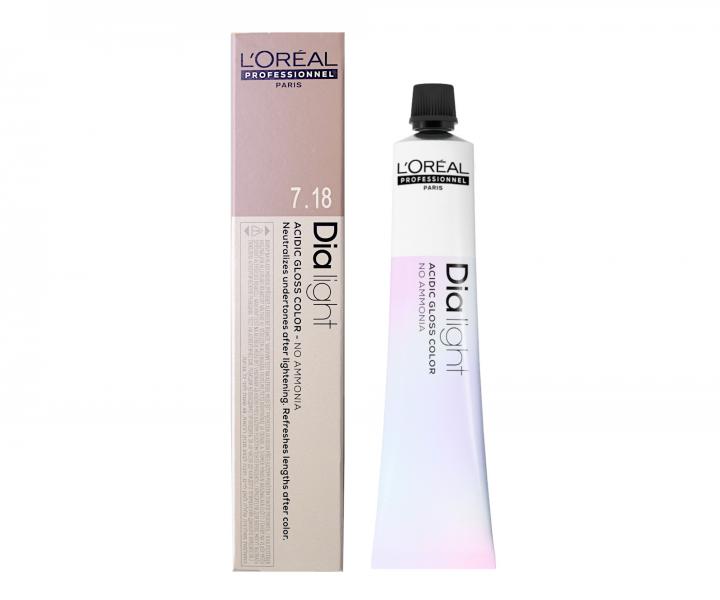 Preliv na vlasy Loral Dialight 50 ml - odtie 7.18 blond popolav mokka