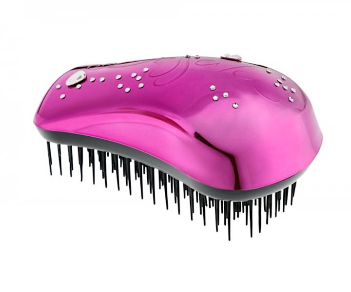 Rozesvacia kefa na vlasy Dessata Original Maxi Swarovski Fuchsia Heart - fuchsiov