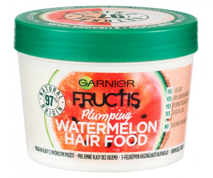 Maska pre jemn� vlasy bez objemu Garnier Fructis Watermelon Hair Food - 390 ml