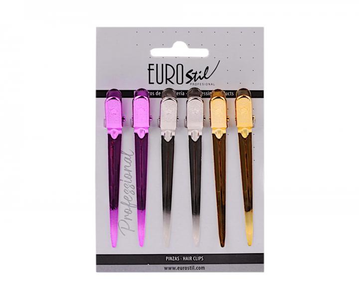 Kovov spona do vlasov Eurostil Professional - 9 cm, farebn - 6 ks