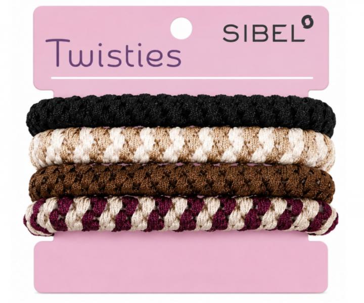 Sada farebn�ch gumi�iek do vlasov Sibel Twisties - b�ov�/hned�, 4 ks
