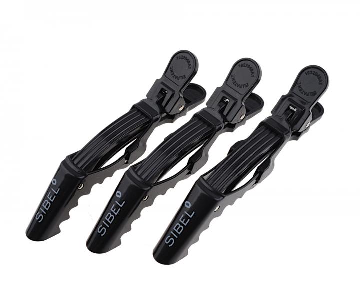 Klipsy do vlasov Sibel Gator - 14 cm, ierne, 3 ks