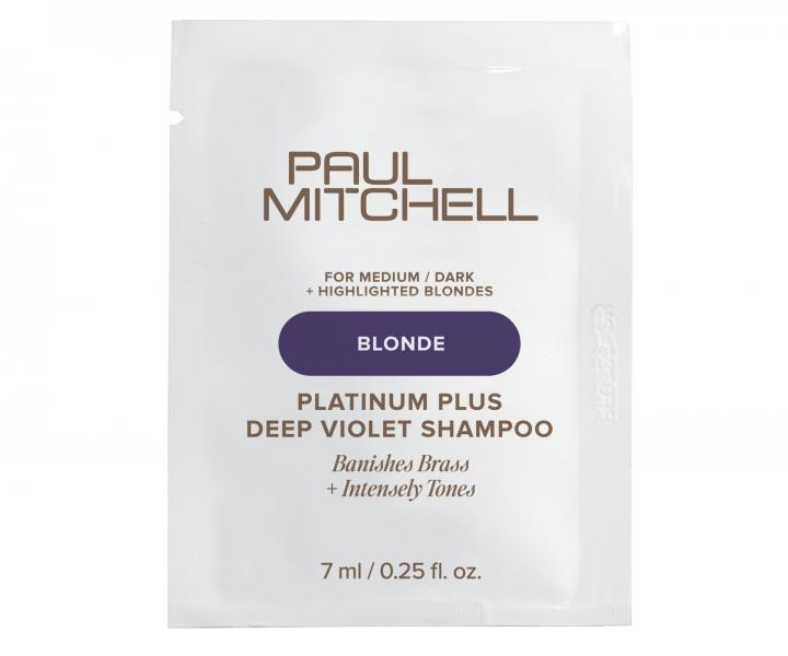 Intenz�vny neutraliza�n� �amp�n pre blond a mel�rovan� vlasy Paul Mitchell Blonde Platinum Plus Deep Violet Shampoo - 7 ml