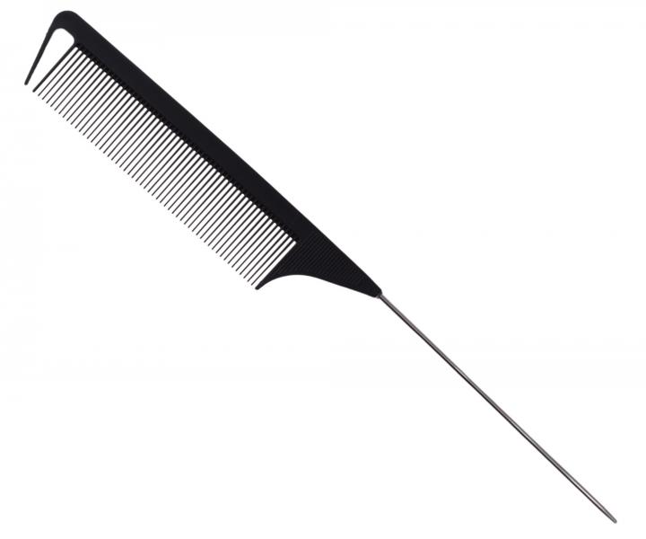 Tup�rovac� hrebe� s kovov�m hrotom Detail - Hair style Metal Tail Comb - 24,5 cm, �ierny