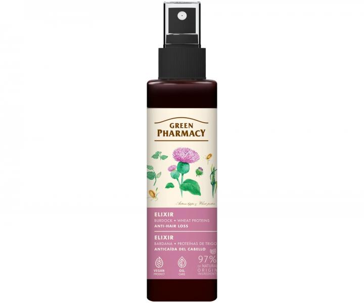 Bezoplachov� sprej proti vypad�vaniu vlasov s lop�chom a p�eni�n�mi prote�nmi Green Pharmacy Elixir - 150 ml
