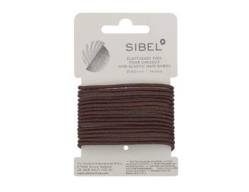 Tenké gumičky do vlasov Sibel - 50 mm, 16 ks, hnedé