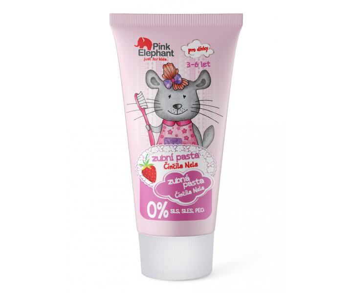 Detsk zubn pasta s prchuou jahd Pink Elephant inila Nela - 50 ml