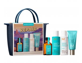 Cestovn� sada na regener�ciu such�ch vlasov Moroccanoil Greetings From Repair + kr�m na ruky a ta�ti�ka zadarmo
