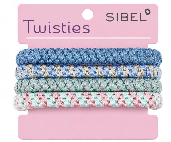 Sada farebn�ch gumi�iek do vlasov Sibel Twisties - modr�/zelen�, 4 ks