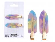Spony do vlasov s podlo�kami Sister Young Lily Makeup Hair Clips Set - 6 cm, 2 ks - ru�ovo-fialov�