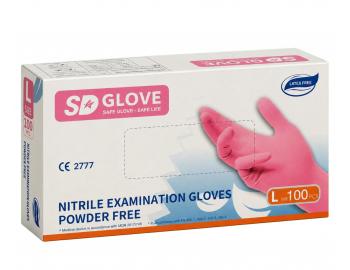 Nitrilov� rukavice SD Glove Nitrile Examination Gloves - 100 ks, ru�ov�, ve�kos� L