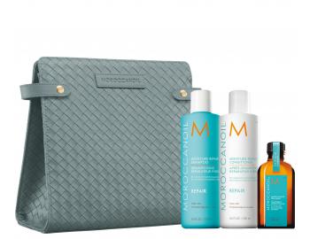 Darekov sada pre regenerciu pokodench vlasov Moroccanoil Holiday Set Repair + tatika zadarmo