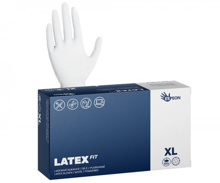 Latexov pdrovan rukavice Espeon Latex Fit - 100 ks, biele