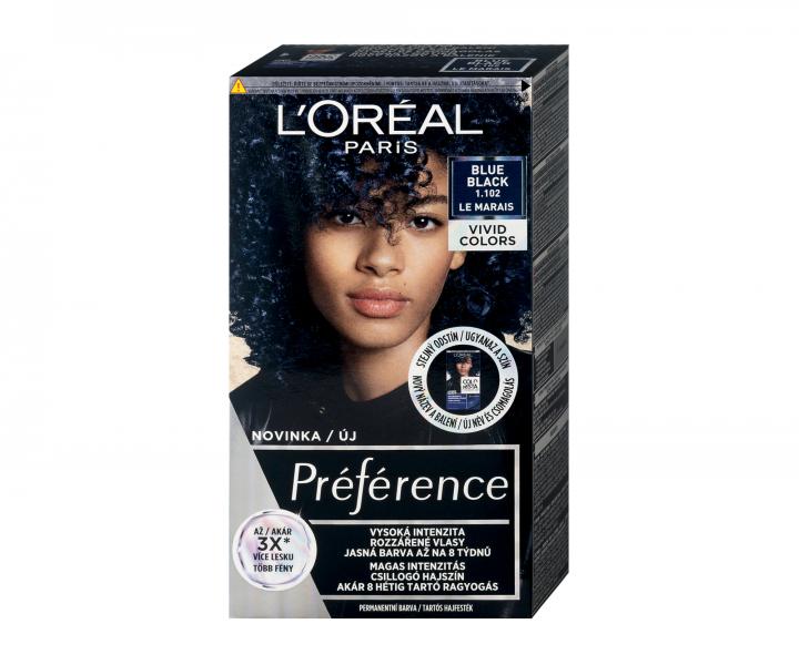 Permanentn farba na vlasy Loral Prfrence 1.102 Blue Black - modroierna