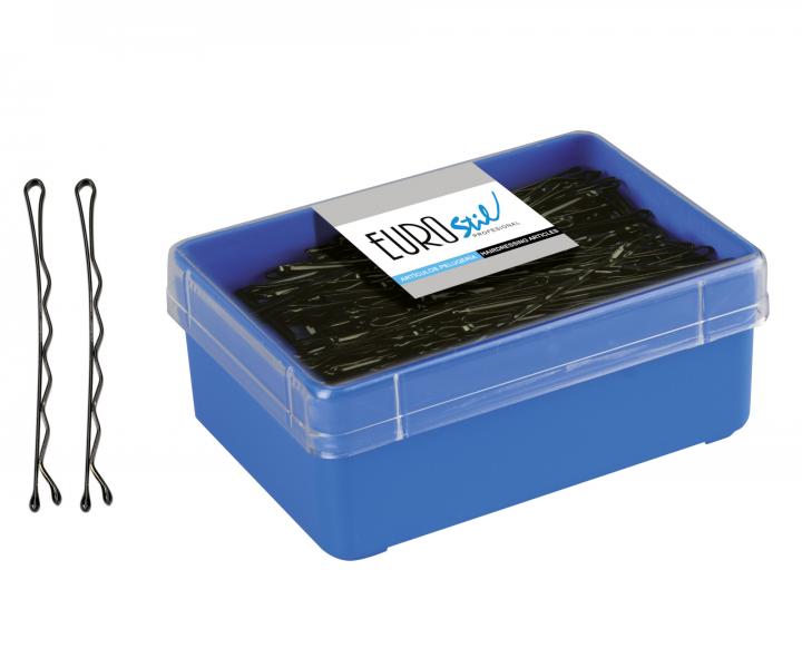 Vlnit sponka Eurostil Professional - 6,5 cm, ierna - 150 ks