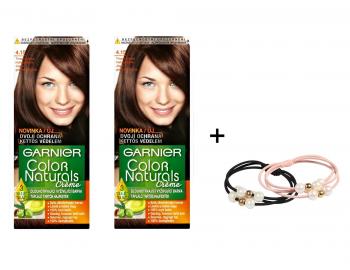 Sada 2 ks permanentn� farby Garnier Color Naturals 4.15 + gumi�ky L'or�al Paris zadarmo