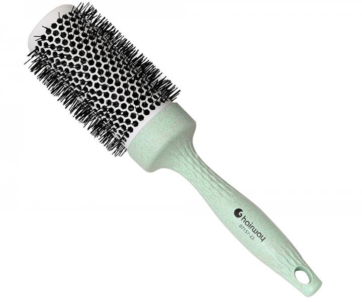 Okrhla kefa z organickho materilu s nylonovmi tetinami Hairway Organica - zelen, 43 mm
