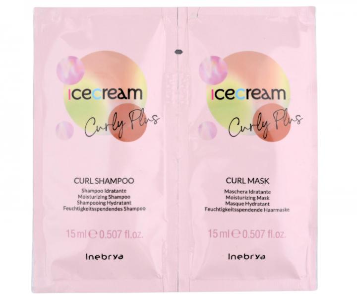 ampn a maska na kuerav a vlnit vlasy Inebrya Ice Cream Curly Plus - 2x15 ml
