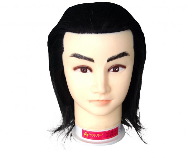 Mila Cvin hlava s prrodnmi vlasmi - pnska, hned, 25 cm