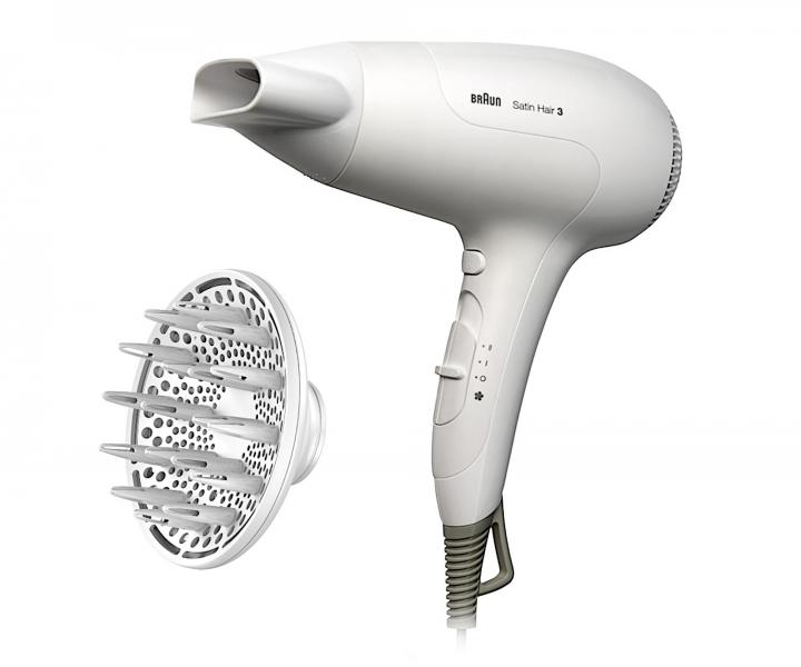 F�n na vlasy s difuz�rom Braun Satin Hair 3 HD 385 - 2000 W, biely