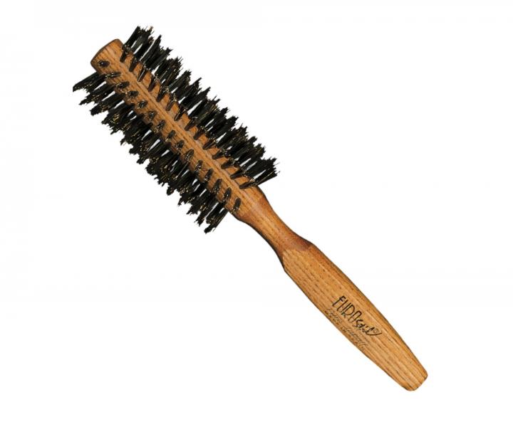 Okrúhla drevená kefa na vlasy s diviačími štetinami Eurostil Profesional - 18 mm