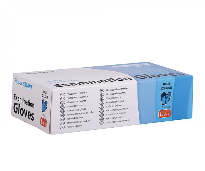 Jednorazov� nitrilov� rukavice Batist Flower Smart L - 100 ks, modr�
