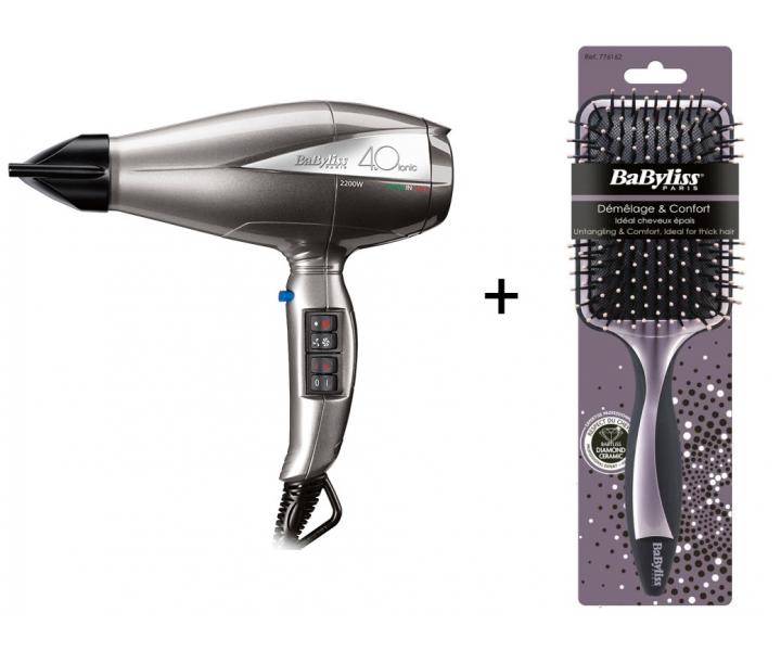 F�n na vlasy BaByliss Le Pre 6675, strieborn� + �irok� ploch� kefa na vlasy BaByliss ZADARMO