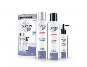 Rad pre mierne rednce chemicky oetren vlasy Nioxin System 5 - sada - ampn 150 ml + kondicionr 150 ml + bezoplachov starostlivos 50 ml