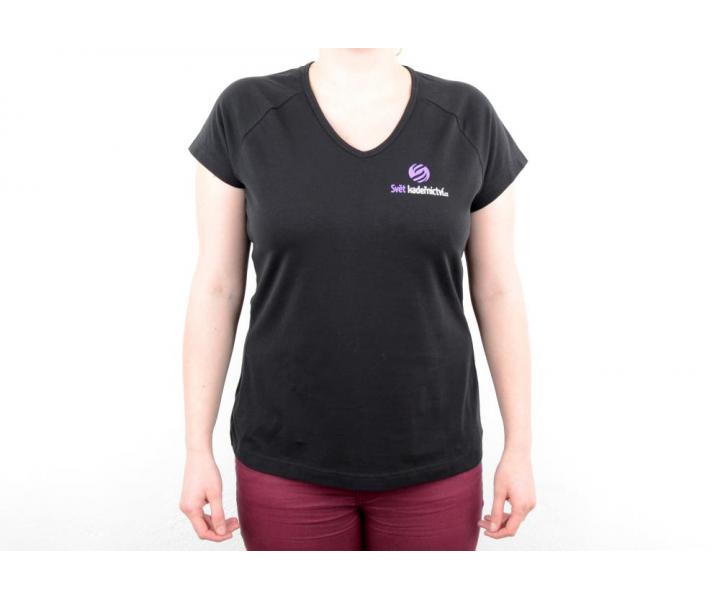 Tri�ko s kr�tkym ruk�vom, v v�strih - d�mske, �ierne S