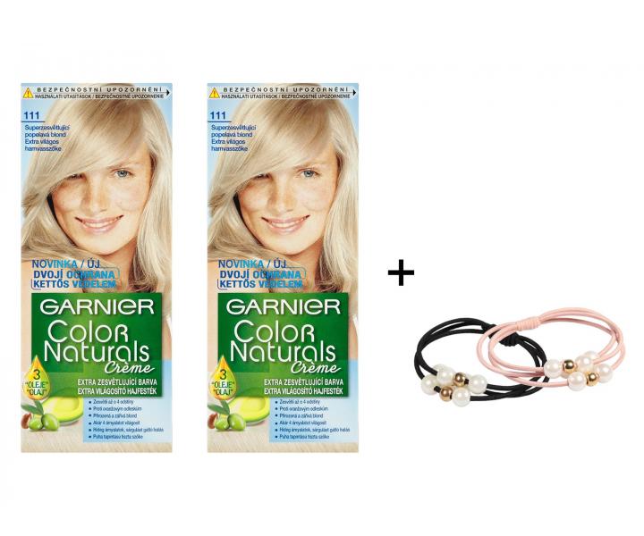 Sada 2 kusov zosvet�uj�ci farby Garnier Color Naturals 111 popolav� blond + gumi�ky L'or�al Paris