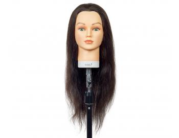 Cvičná hlava Sibel JENNY s prírodnými vlasmi - tmavo hnedé 35 - 60 cm