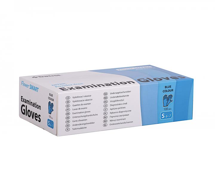 Jednorazov� nitrilov� rukavice Batist Flower Smart S - 100 ks, modr�