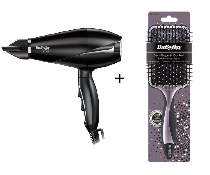 F�n na vlasy BaByliss 6604 Le Pre Light, �ierny + �irok� ploch� kefa na vlasy BaByliss ZADARMO